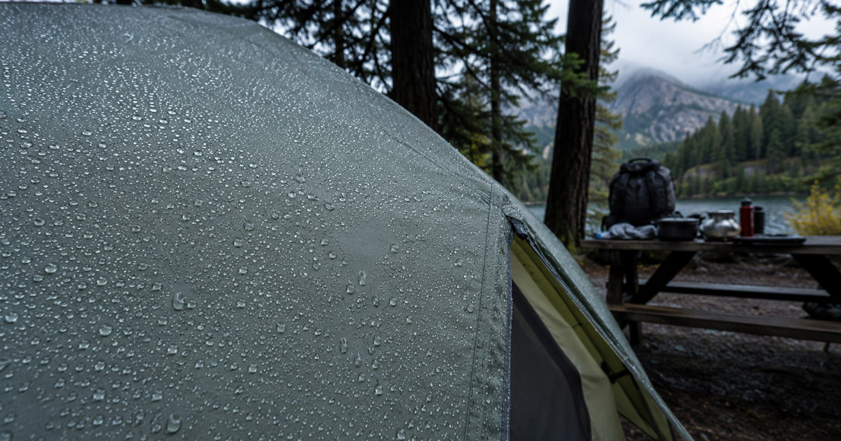 waterproof 6 person tent rainfly shedding rain