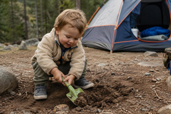 toddler digging station outdoor camping activity