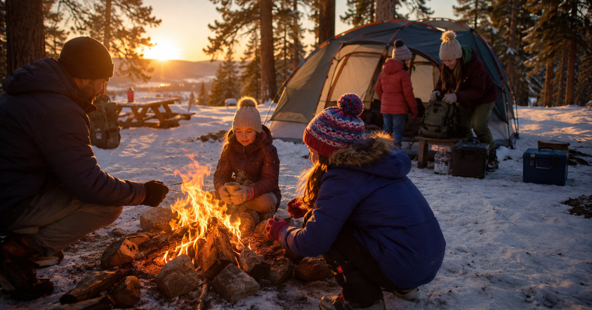Family winter camping checklist for cold weather camping