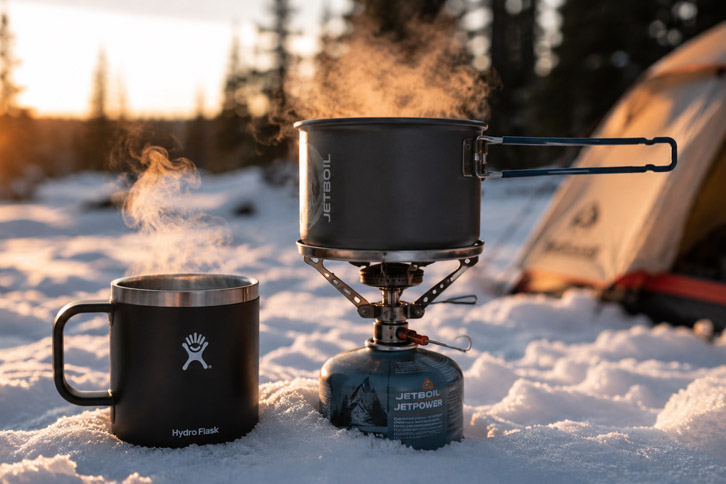 Hot drinks and camp cooking for winter camping
