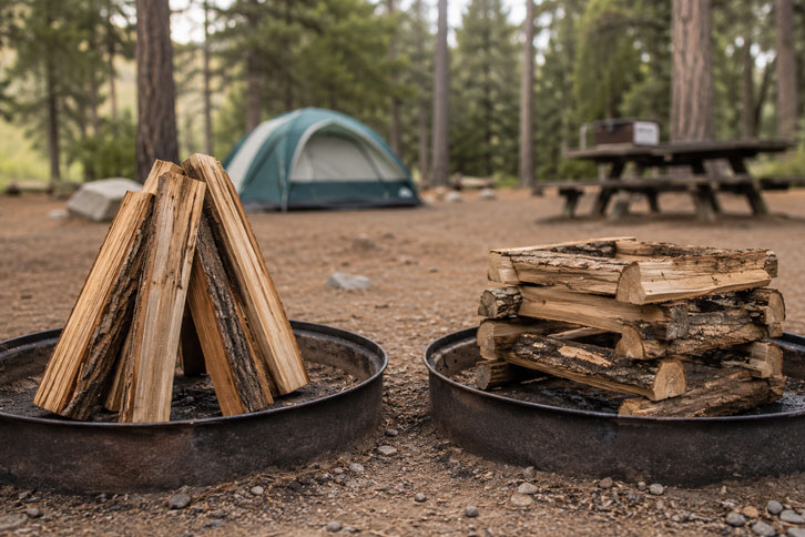 how to start campfire - teepee versus log cabin campfire building methods
