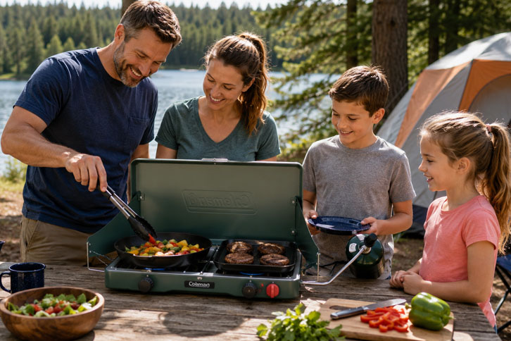 Camp Chef Explorer camping stove cooking outdoors