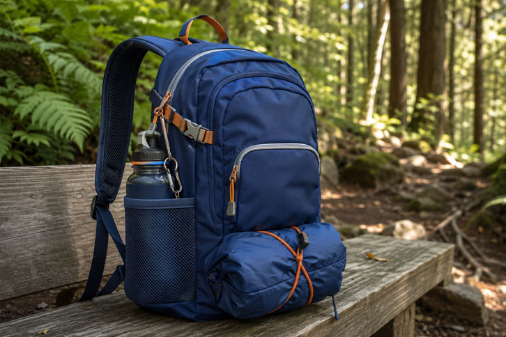 kids hiking daypack packed for family trail day