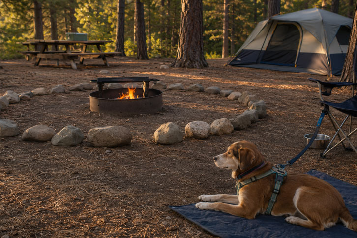 fire ring safety boundary for kids and dogs while camping