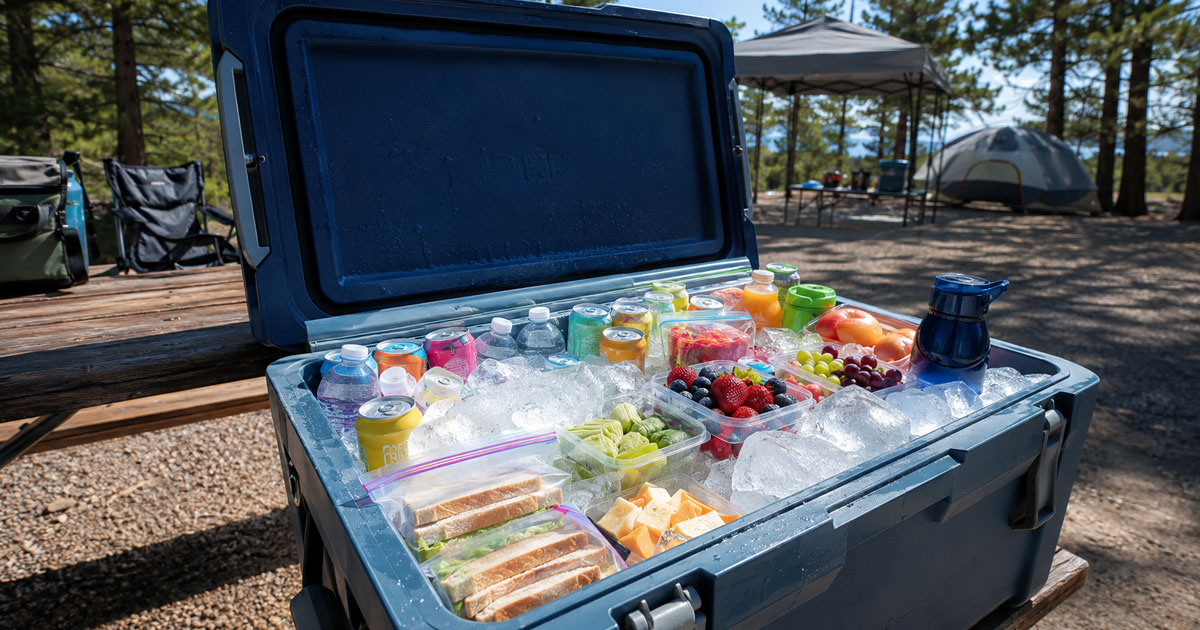 cooler packed full with block ice for maximum ice retention