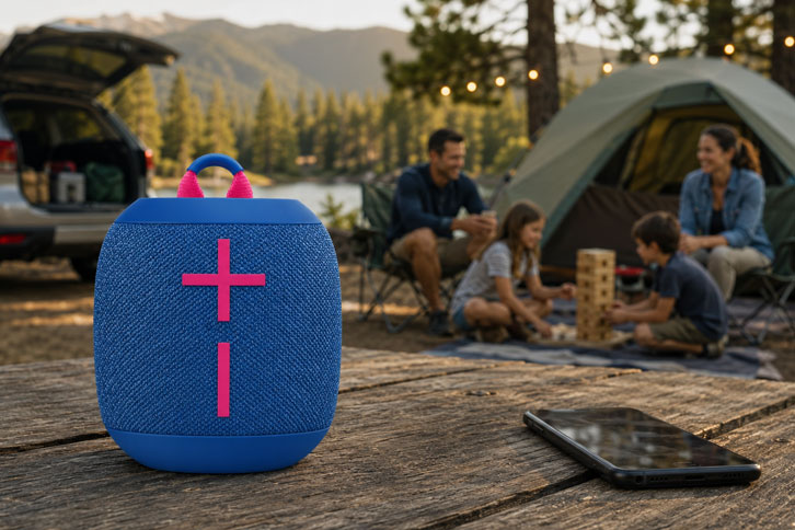 Ultimate Ears WONDERBOOM 3, Small Portable Wireless Bluetooth Speaker, Big Bass 360-Degree Sound for Outdoors, Waterproof, Dustproof IP67, Floatable, 131 ft Range - Performance Blue