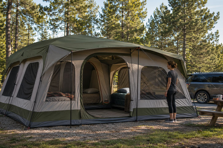 Black Friday Camping Gear Deals - large family tent set up for camping