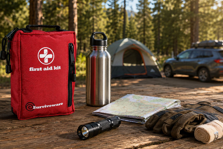 Surviveware Small Waterproof First Aid Kit - Best for Hikes & Day Trips