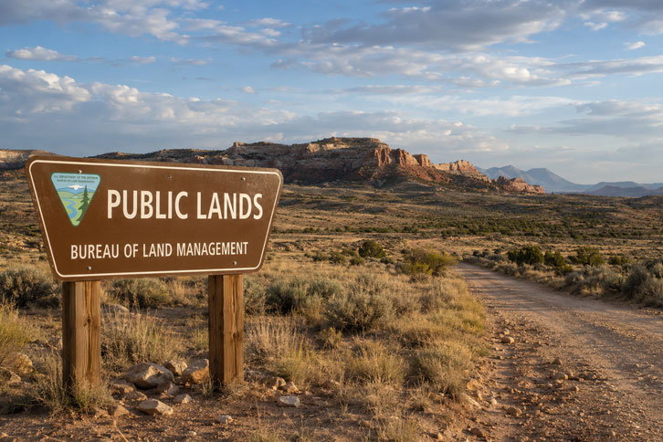 BLM public land sign near a dispersed camping area - free camping near me