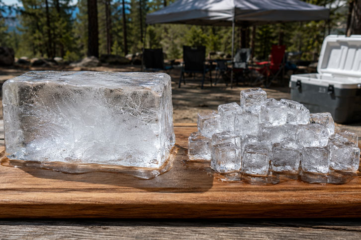 "block ice versus cubed ice for camping coolers