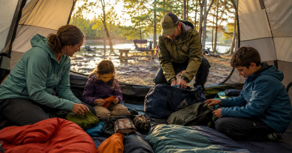 Best Waterproof Family Camping Tents (Rain-Tested) - family inside dry waterproof tent after rain