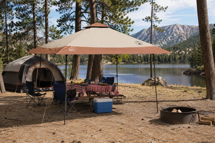 Coleman 13x13ft Instant Canopy Sun Shelter Portable Shade Tent Sets Up in 3 Minutes Vented Roof for Airflow Great for Campsite Backyard Tailgates Beach Festivals & More - campsite shade