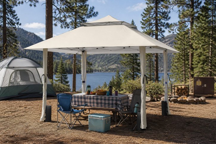 Pop Up Canopy Tent 13x13 FT, Outdoor Easy Setup Gazebo with Wheeled Carry Bag, Heavy Duty Outside Shelter with UV-Resistant Top, Portable Instant Sun Shade for Garden Camping Events, Khaki