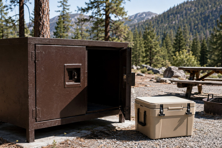 bear-proof food storage box at national park campground - 10 Best National Parks for Family Camping in the US
