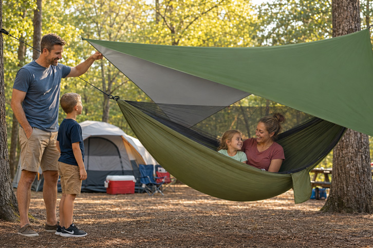 FIRINER Camping Hammock with Rain Fly & Mosquito Net - Best for Bugs & Weather