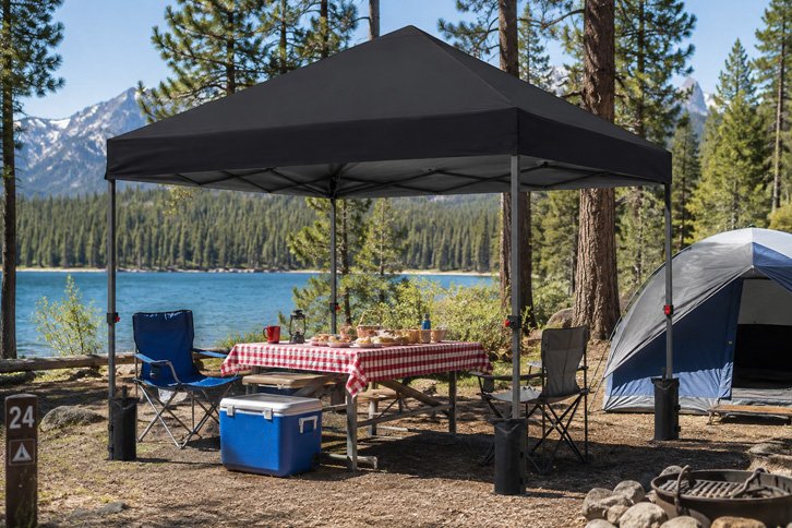 camping canopy tent - ABCCANOPY Pop Up Canopy - Outdoor Patio Portable Canopy Tent Heavy Duty for Backyard and Deck with 4 Sandbags(Black, 10x10)