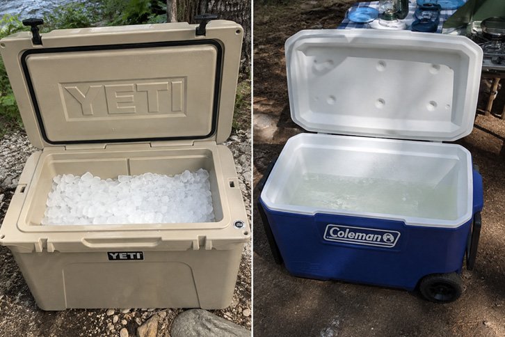 YETI Tundra ice retention test vs Coleman Xtreme after 5 days - YETI vs Coleman